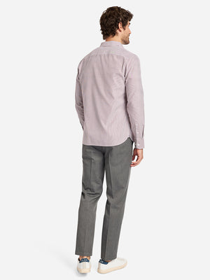 Burgundy/White Stripe Fulton Oxford Shirt Mens Button Up