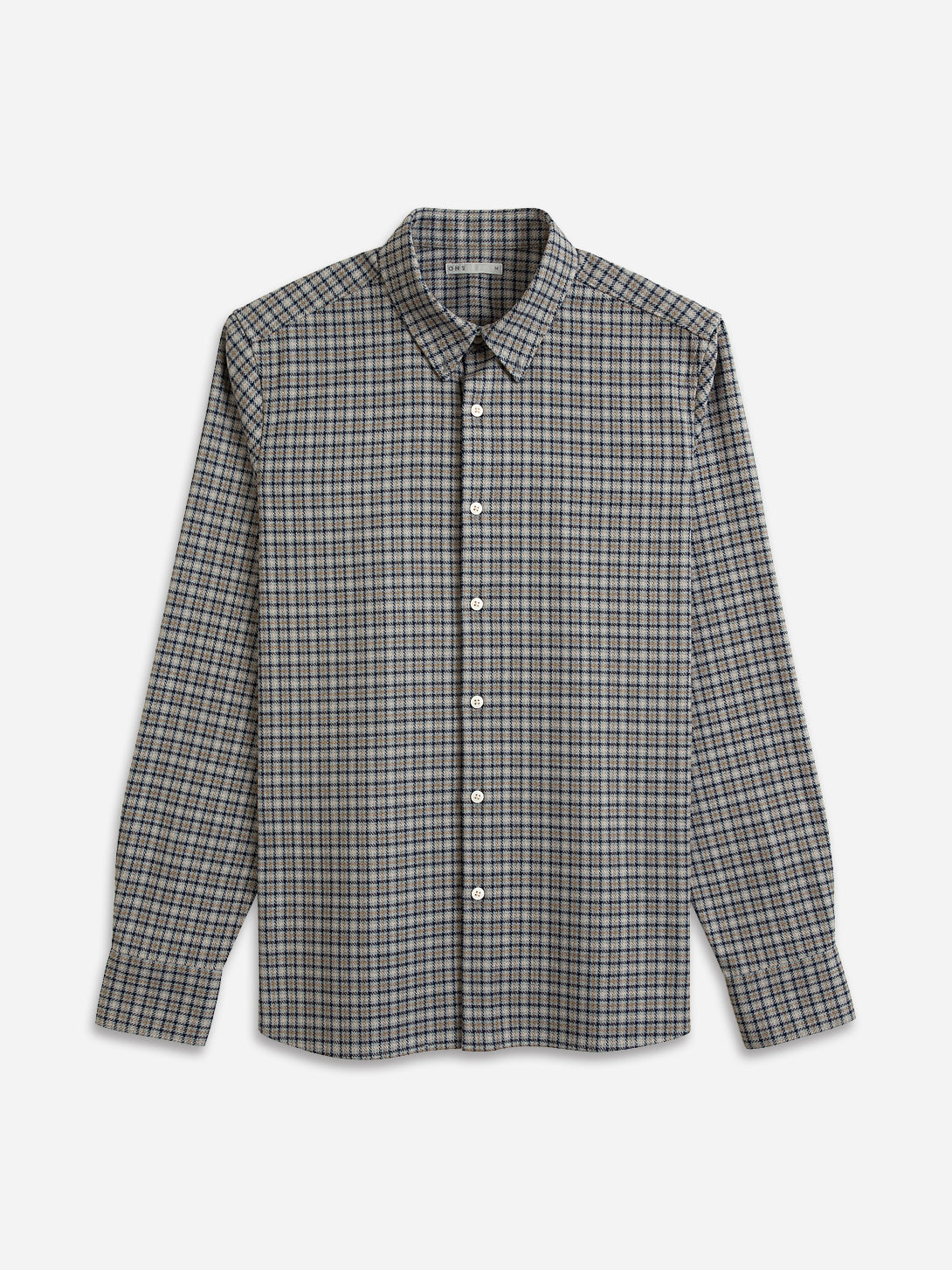 Navy/Khaki Check Fulton Houndstooth Fall Patterned Checkered Mens Button Up Shirt