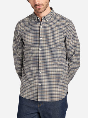 Navy/Khaki Check Fulton Houndstooth Fall Patterned Checkered Mens Button Up Shirt
