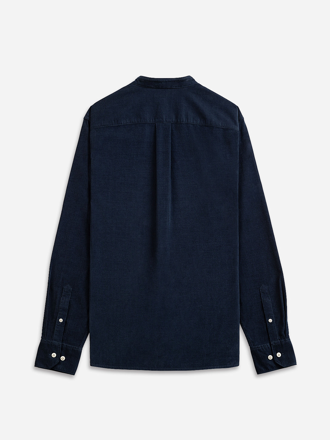 Navy Aleks Band Collar Corduroy Button Up Mens Shirt