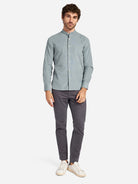 Lead Aleks Band Collar Corduroy Button Up Mens Shirt