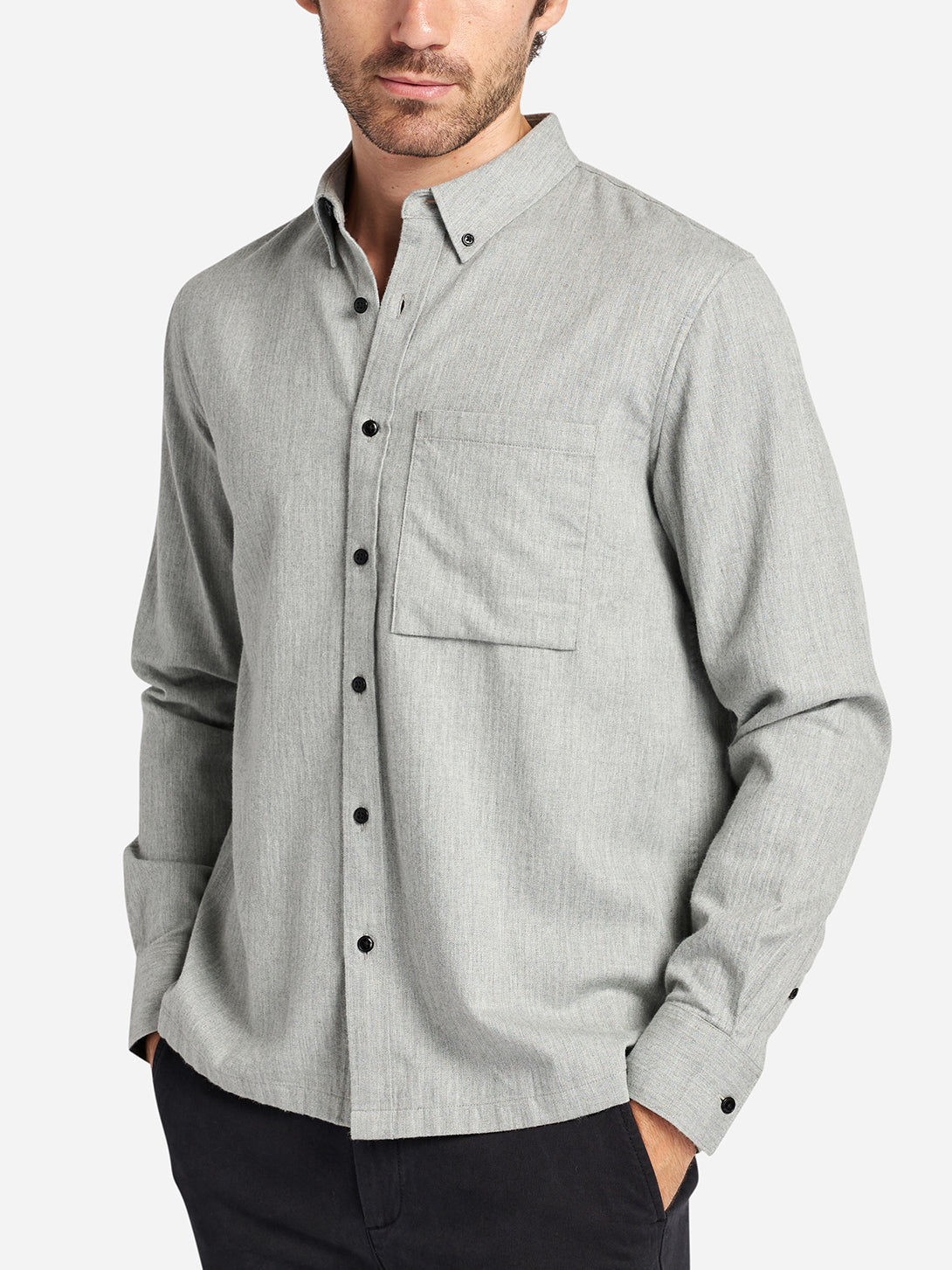 Grey Heather Vance Flannel Men's Fall Button Up ONS Soft Shirt