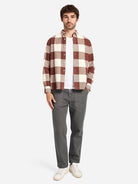 Brown/Off White Check Vance Checkered Flannel Shirt Men's ONS Button Up