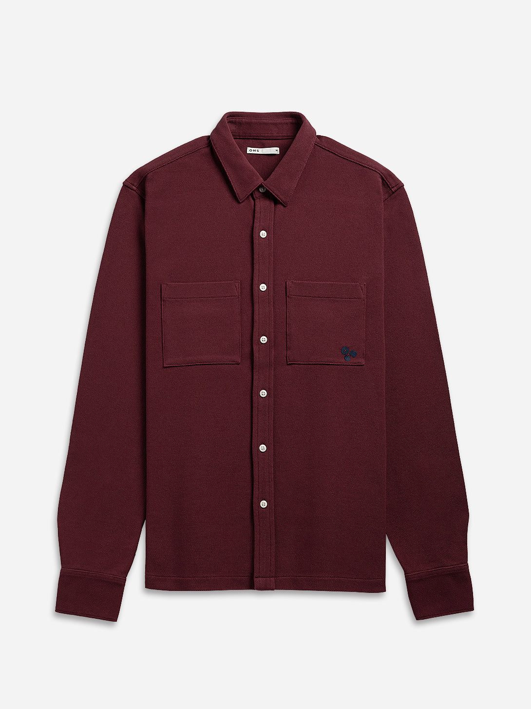 Red Wine Vance Pique Mens O.N.S Button Up Long Sleeve Knit Shirt 