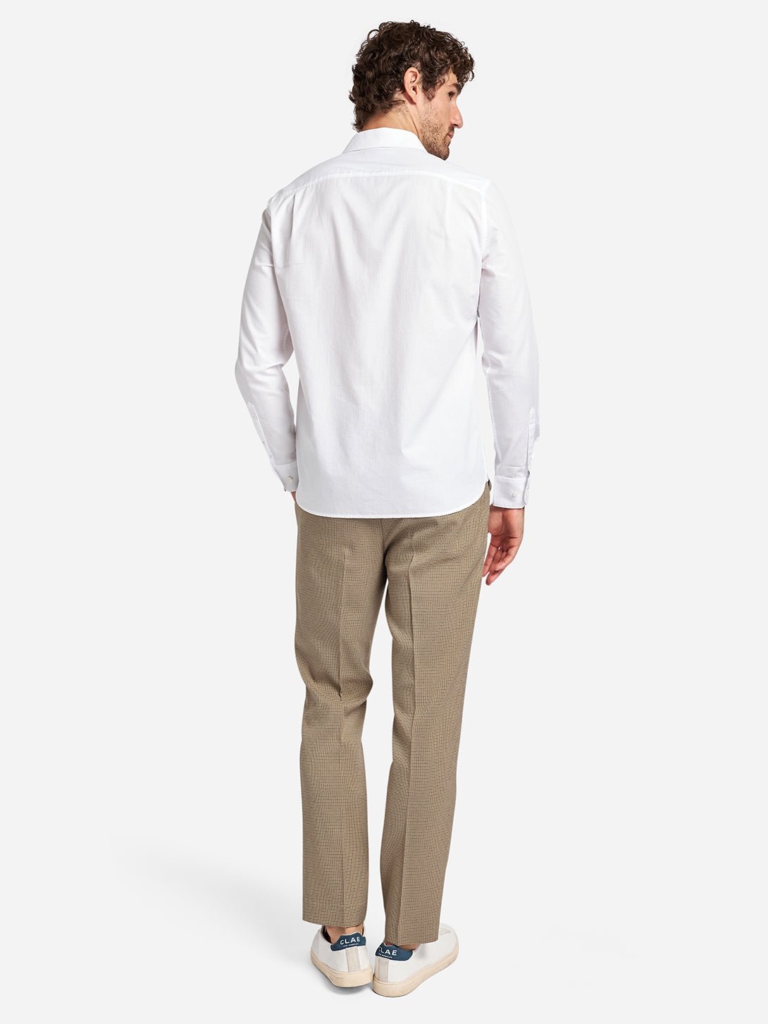 Bright White Arthur Herringbone Mens Button Up Shirt