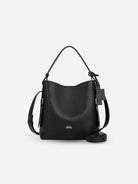 Black Medium Petal Bucket Womens Leather Bag Adjustable Strap Backpack and Shoulder Bag Womens Large Leather Bag 