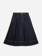 Dk Indigo Rinse Wash A-Line Skirt Womens Denim Skirt Womens Dk Indigo Denim Womens Selvedge Denim 