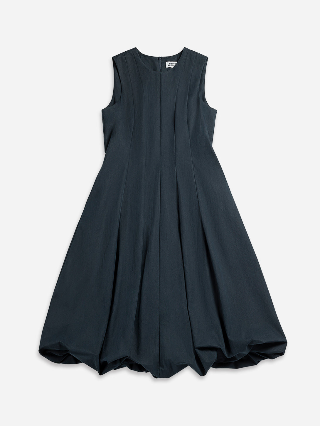 Navy Panel Balloon Dress Womens Dress Pleated Dress Sleeveless Dress Cinched Bottom Dress 