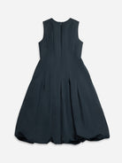 Navy Panel Balloon Dress Womens Dress Pleated Dress Sleeveless Dress Cinched Bottom Dress 