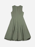 Grape Leaf Panel Balloon Dress Womens Dress Pleated Dress Sleeveless Dress Cinched Bottom Dress 