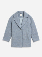 Heather Captain Blue Cocoon Boucle Jacket Womens Overcoat Womens Warm Jacket Womens Sherpa Fleece Coat