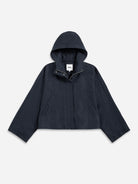 Navy Relaxed Hooded Jacket Womens Hooded Jacket Womens Layering Coat Hooded Coat Womens Zip Up