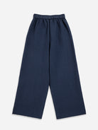 Navy Wide Leg Cropped Pants Womens Lightweight Pants Womens Wide Leg Cropped Pants Elastic Waistband 