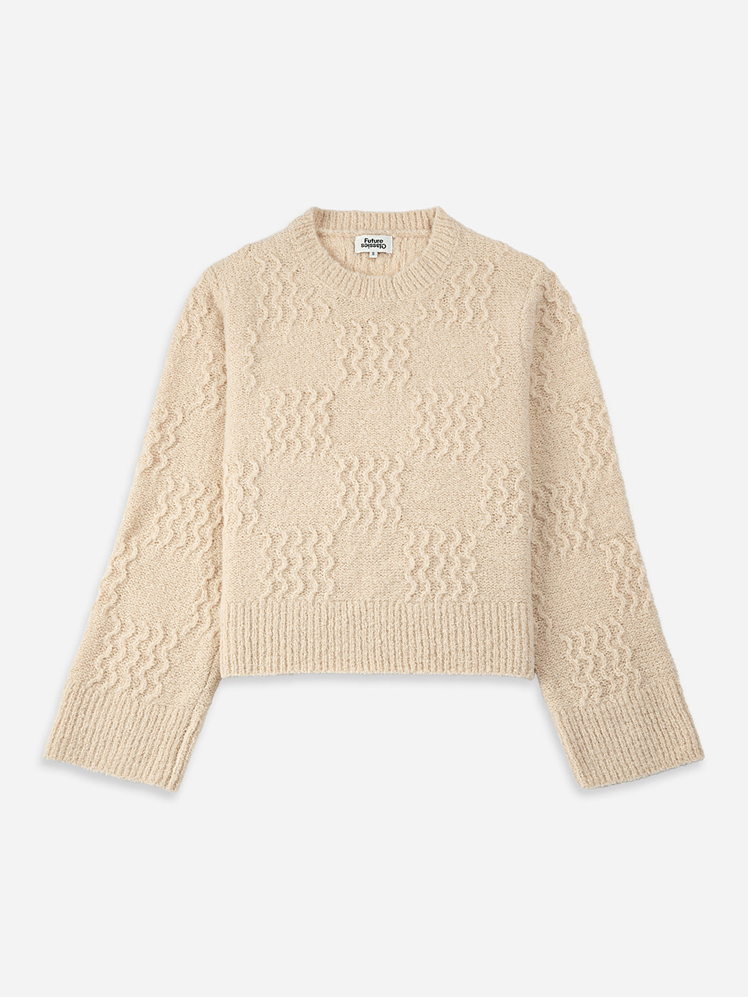 Oatmeal Textured Wool Sweater Womens Textured Sweater Womens Cropped Sweater Wool Sweater Crewneck