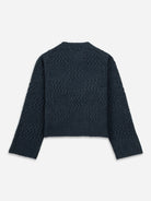 Navy Textured Wool Sweater Womens Textured Sweater Womens Cropped Sweater Wool Sweater Crewneck