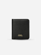 Black Bi-Fold Wallet Womens Leather Wallet Snap Closure