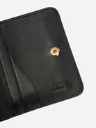 Black Bi-Fold Wallet Womens Leather Wallet Snap Closure