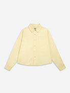 Banana Cream Piping Crop Boxy Shirt Womens Button Up Shirt Womens Chest Pocket Shirt Womens Casual Shirting 