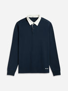 Navy Lind Pique Rugby Mens Rugby Shit Mens Pique Fabric Mens Collared Shirt Mens Two Toned Long Sleeve Tee