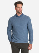 China Blue Dante Crew Jacquard Sweater Mens Cashmere Sweater Mens Crew Neck Sweater Mens Lightweight Pullover Top 