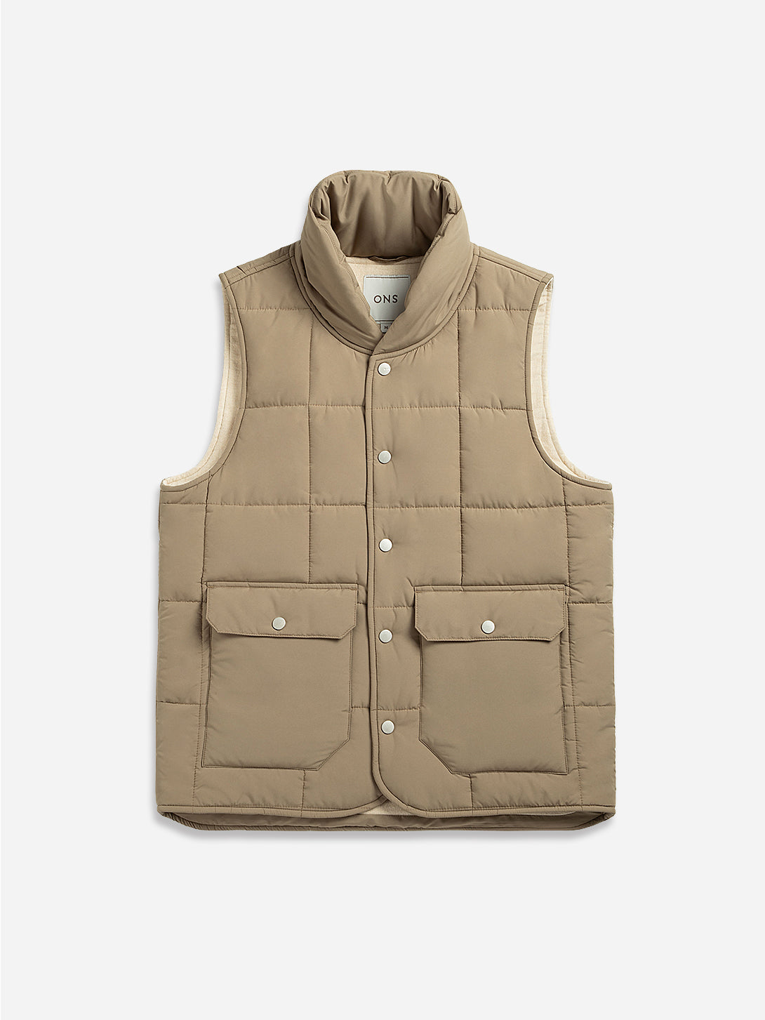 Khaki Raul Vest Mens Casual Vest Layering Piece Reversible Turtleneck Vest