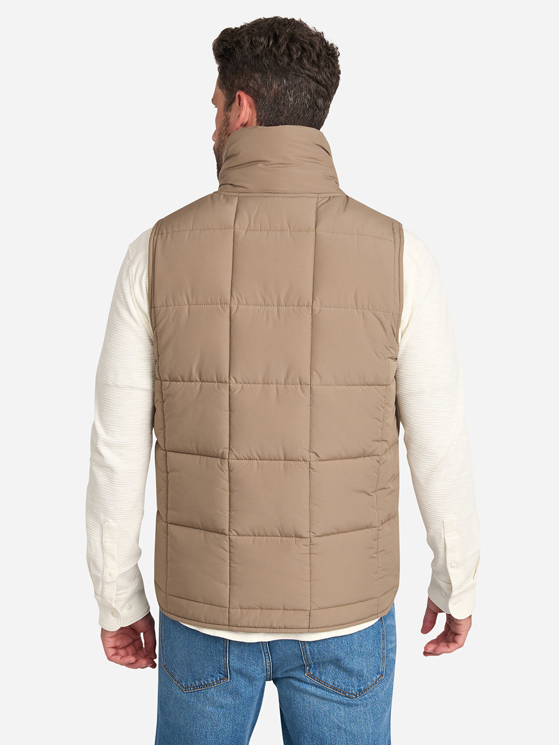 Khaki Raul Vest Mens Casual Vest Layering Piece Reversible Turtleneck Vest