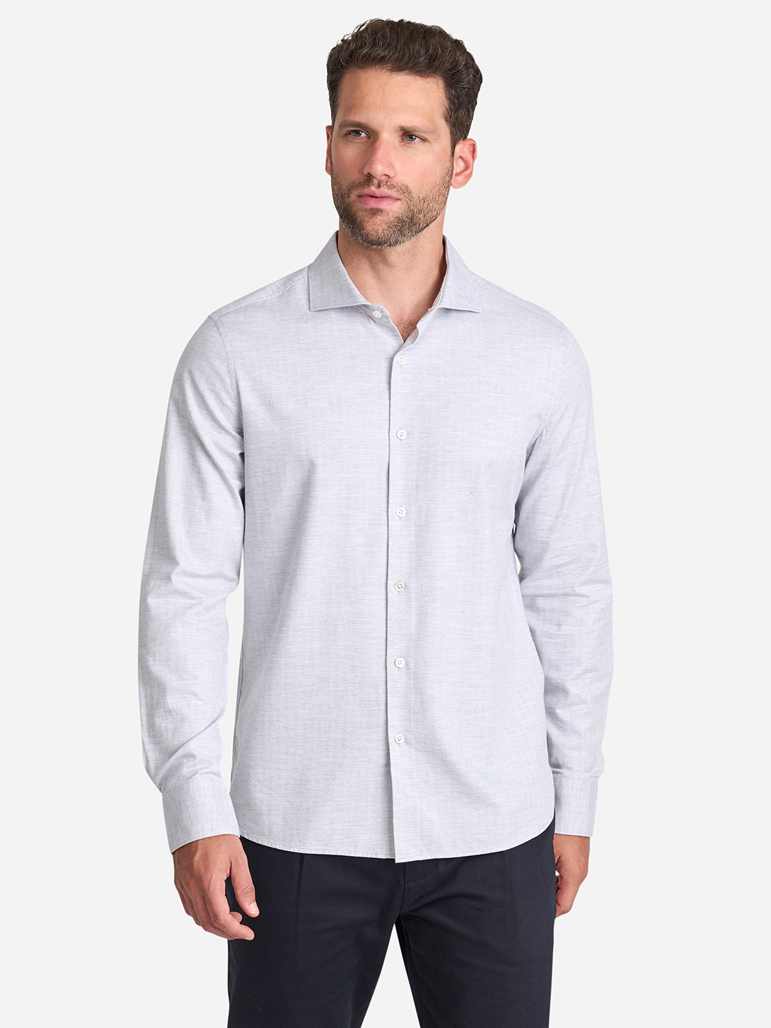 Lt Grey Arthur Heather Herringbone Shirt Mens Button Up Shirt Mens Herringbone Comfy Button up Shirt