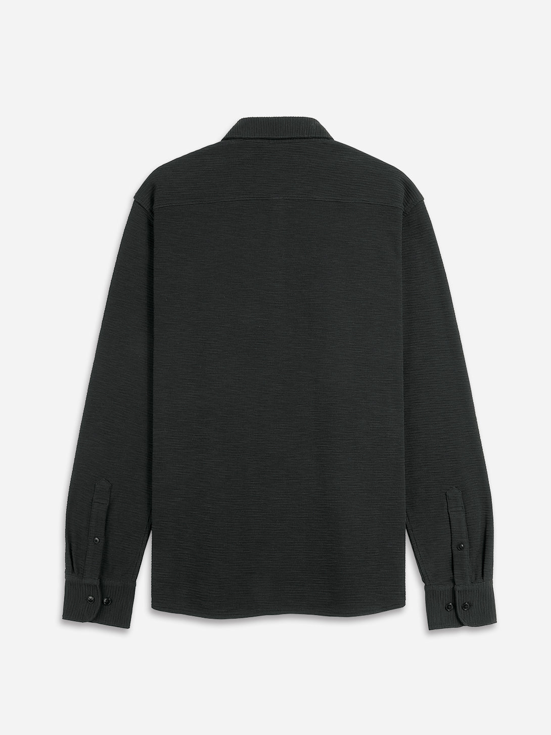 ★DRAW FIT★ Dwell Open Collar Waffle Shirt [BLACK] OAS Camp Collar Waffle Shirt - Nearly Black | Short Sleeve