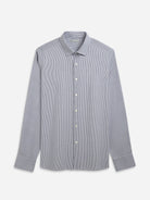 Navy/White Stripe Adrian Stripe Shirt Mens Stripe Button Up Point Collar Shirt