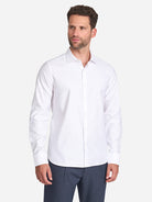 Bright White Adrian Herringbone Shirt Mens Soft Button Up Mens Dress Shirt Comfortable Woven