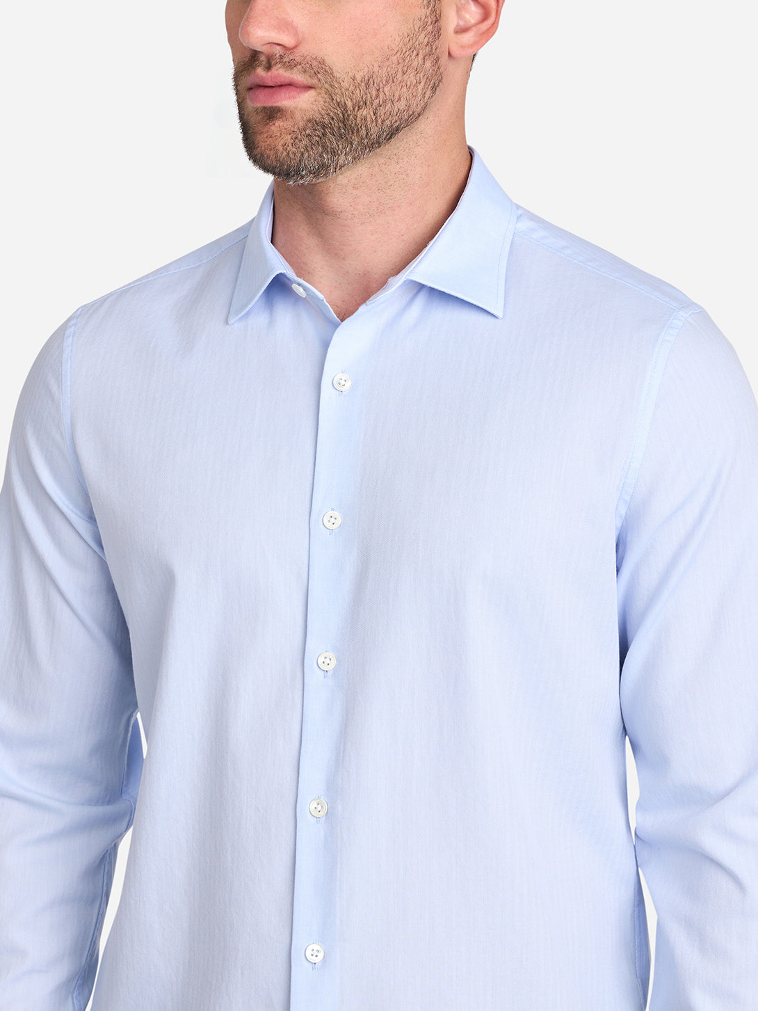 Lt Blue Adrian Herringbone Shirt Mens Soft Button Up Mens Dress Shirt Comfortable Woven