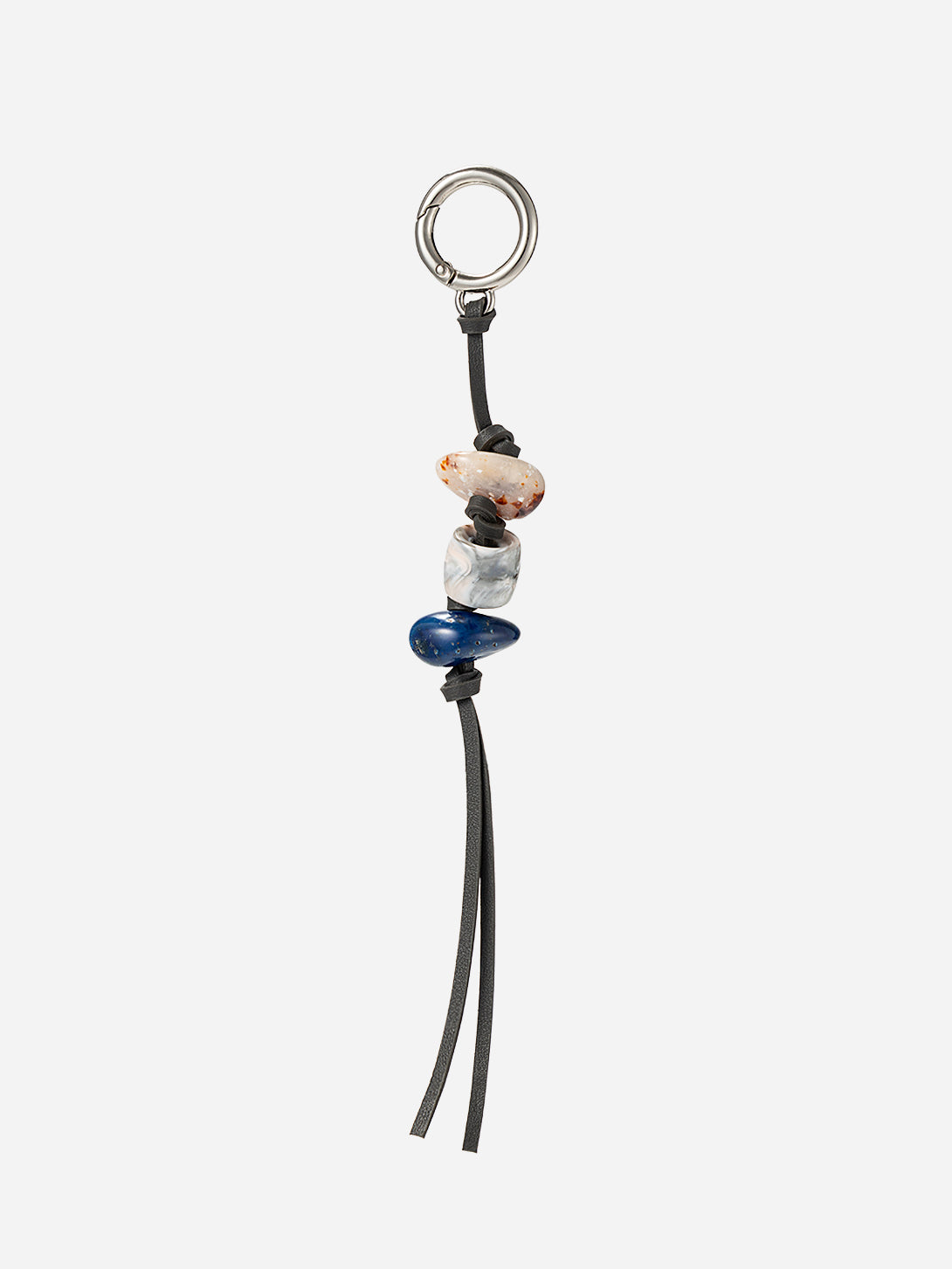 Moonless Night Stone Beads Charm Womens Pendant Charm Leather and Stone Keychain Hook 