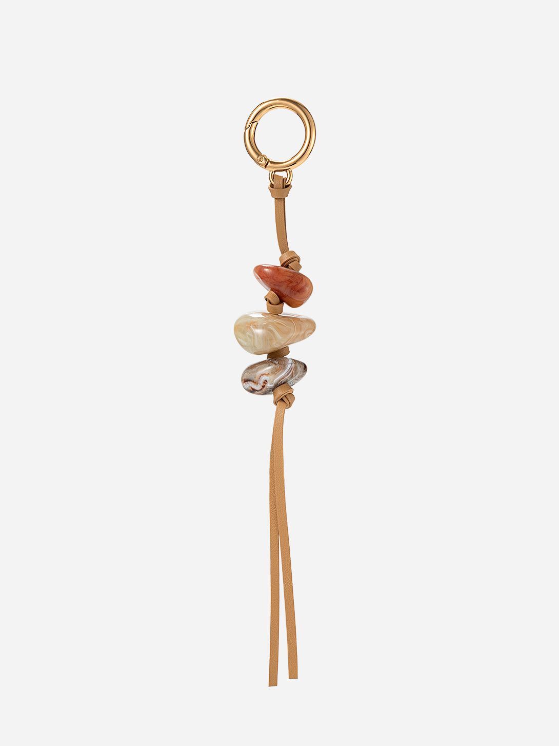 Lark Stone Beads Charm Womens Pendant Charm Leather and Stone Keychain Hook 