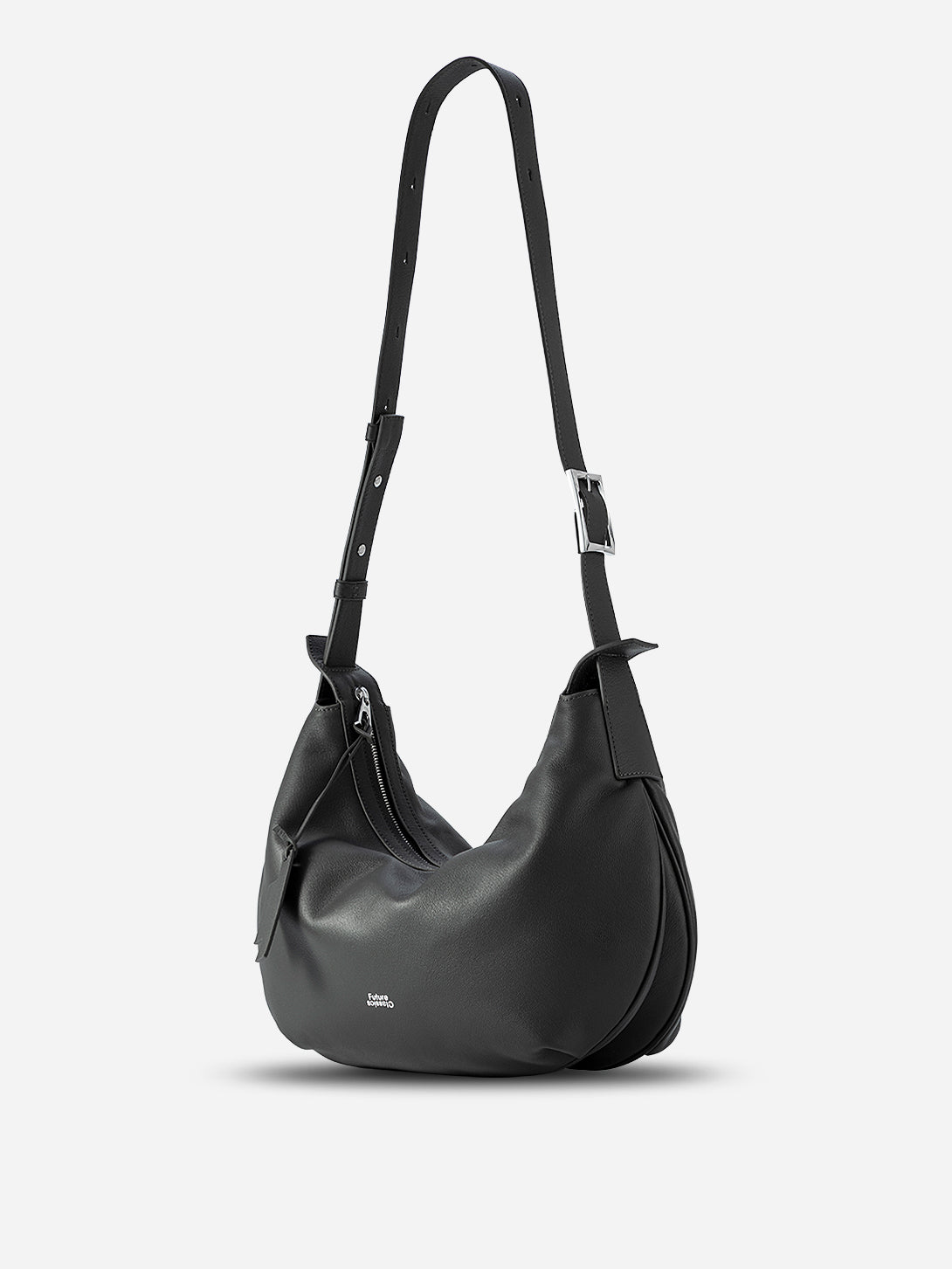 Moonless Night Medium Dumpling Crossbody Womens Curve Shaped Crossbody Shoulder Bag Medium Leather Accessories Bag 