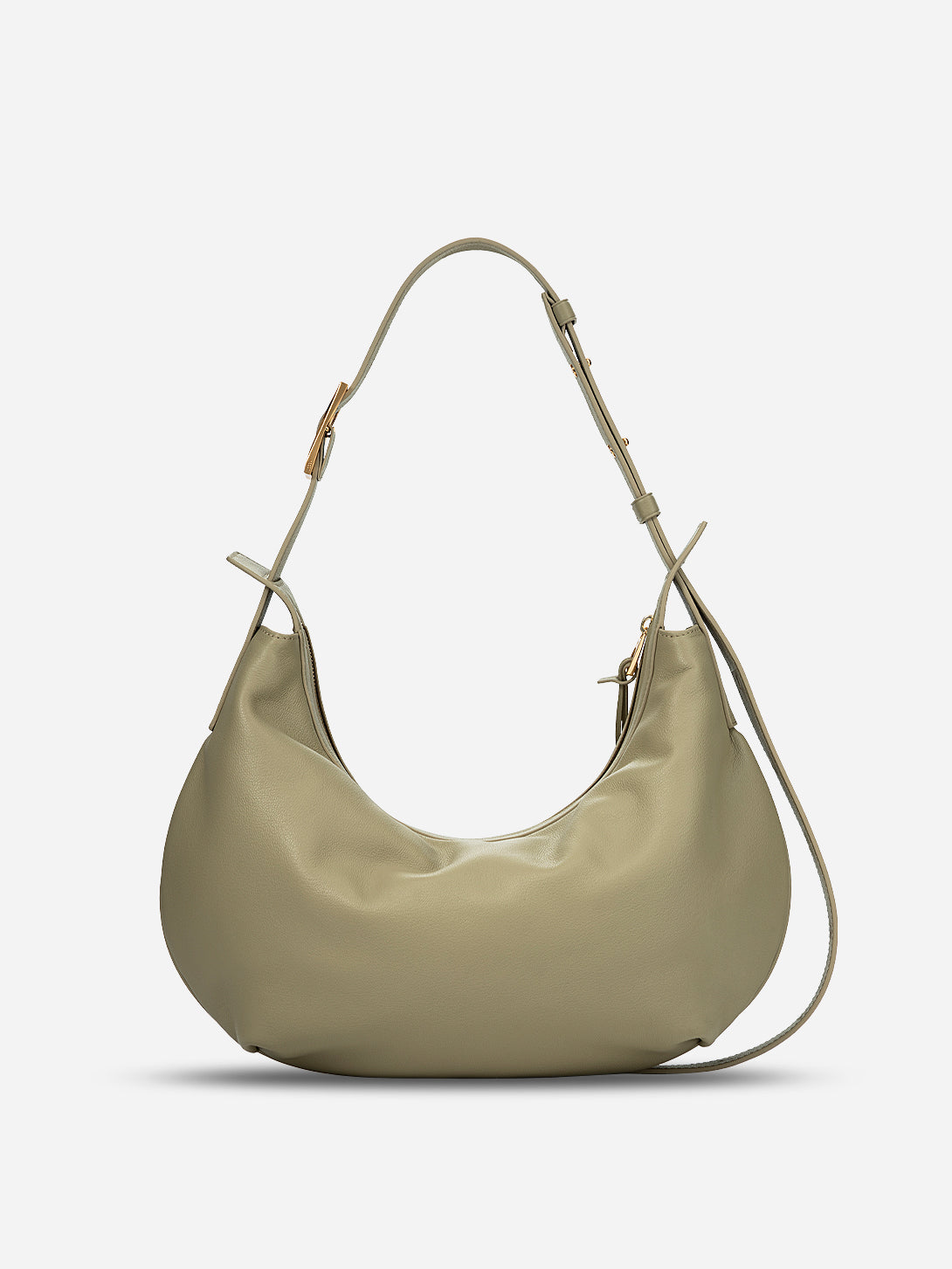 Earthy Olive Medium Dumpling Crossbody Womens Curve Shaped Crossbody Shoulder Bag Medium Leather Accessories Bag 