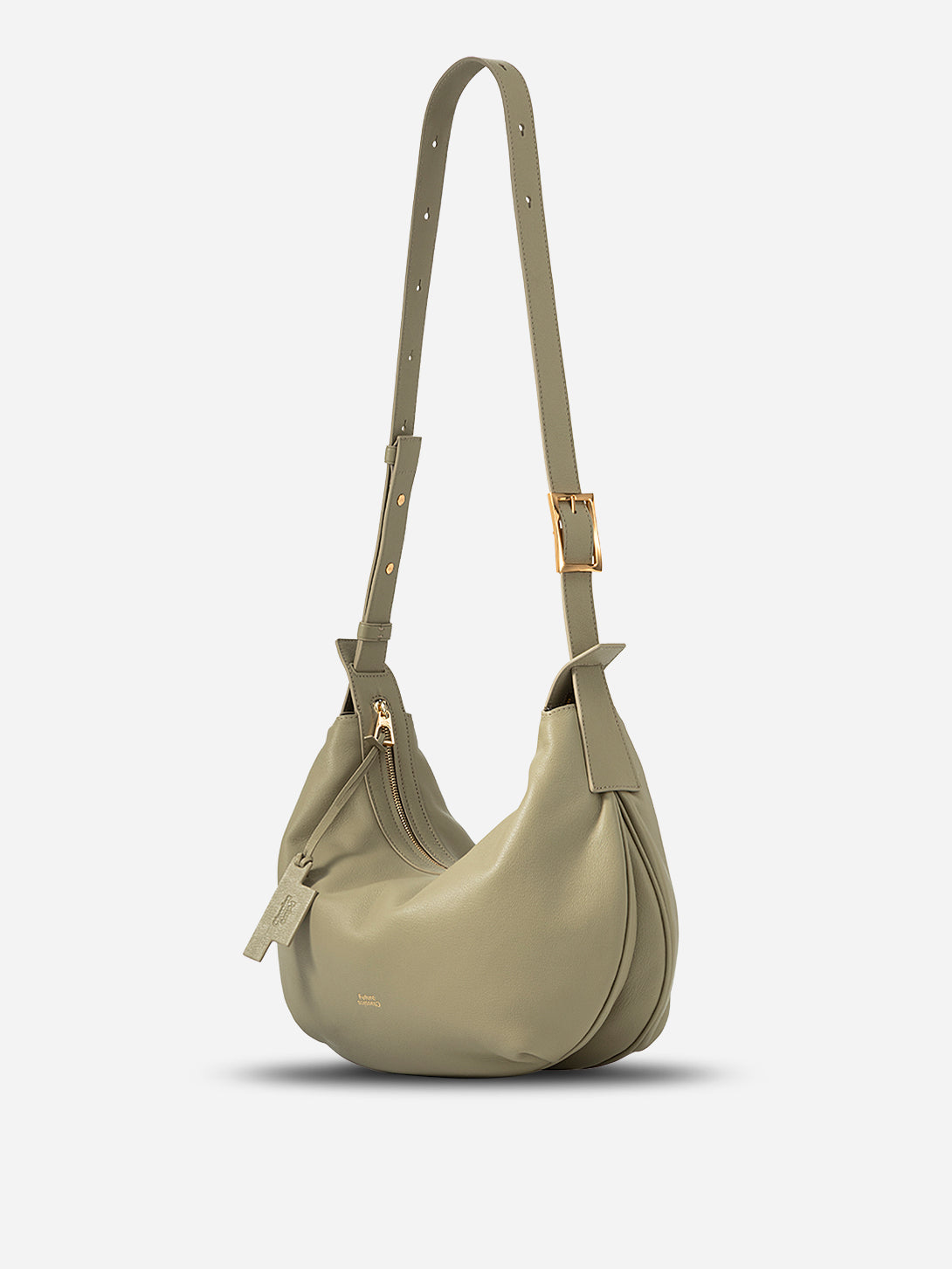 Earthy Olive Medium Dumpling Crossbody Womens Curve Shaped Crossbody Shoulder Bag Medium Leather Accessories Bag 