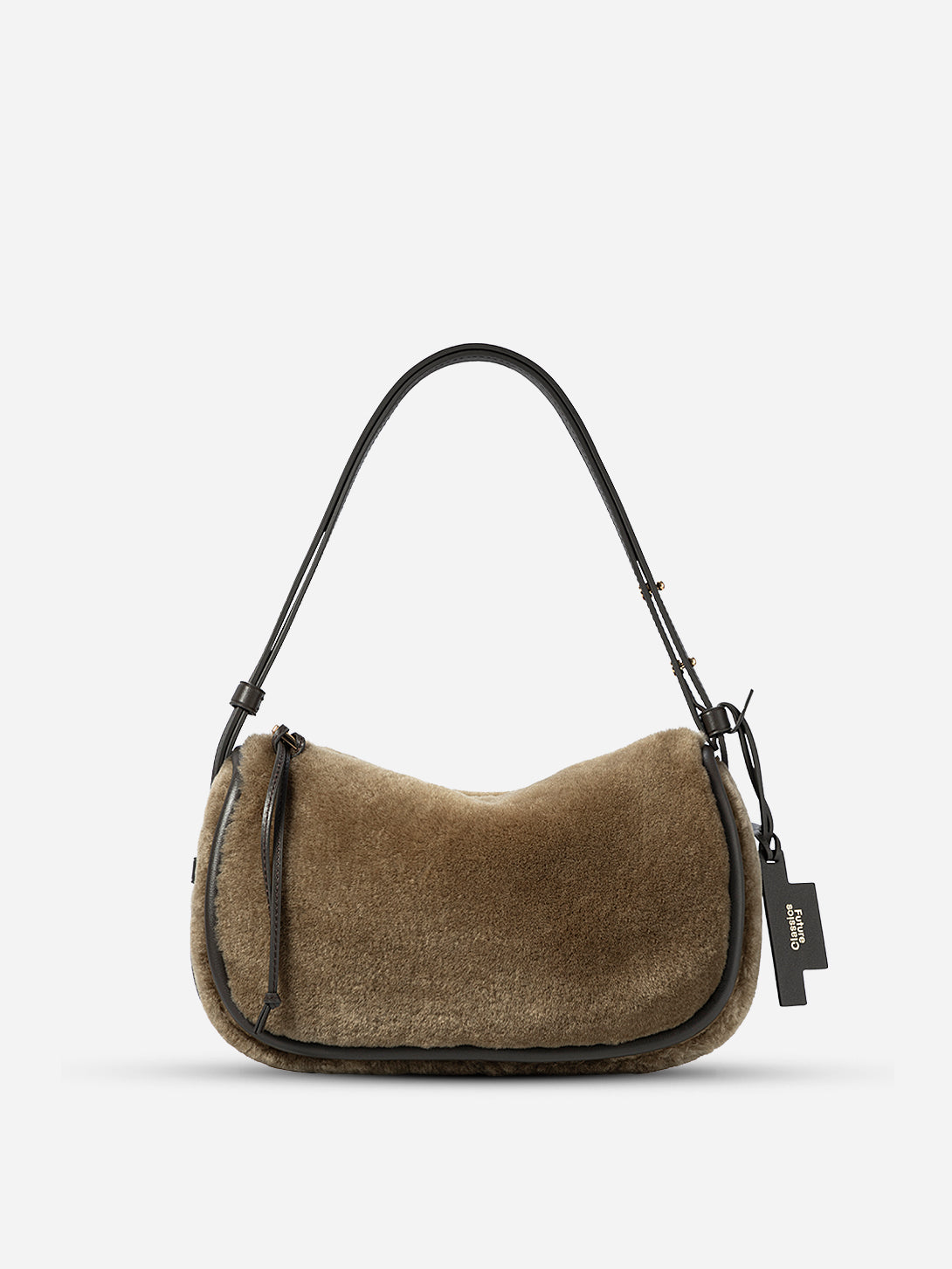 Lead Grey X Shearling Small Sheepskin Loaf Crossbody Womens Small Loaf Shoulder Handbag Sheepskin Exterior Small Accessories Bag 