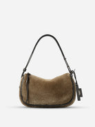 Lead Grey X Shearling Small Sheepskin Loaf Crossbody Womens Small Loaf Shoulder Handbag Sheepskin Exterior Small Accessories Bag 