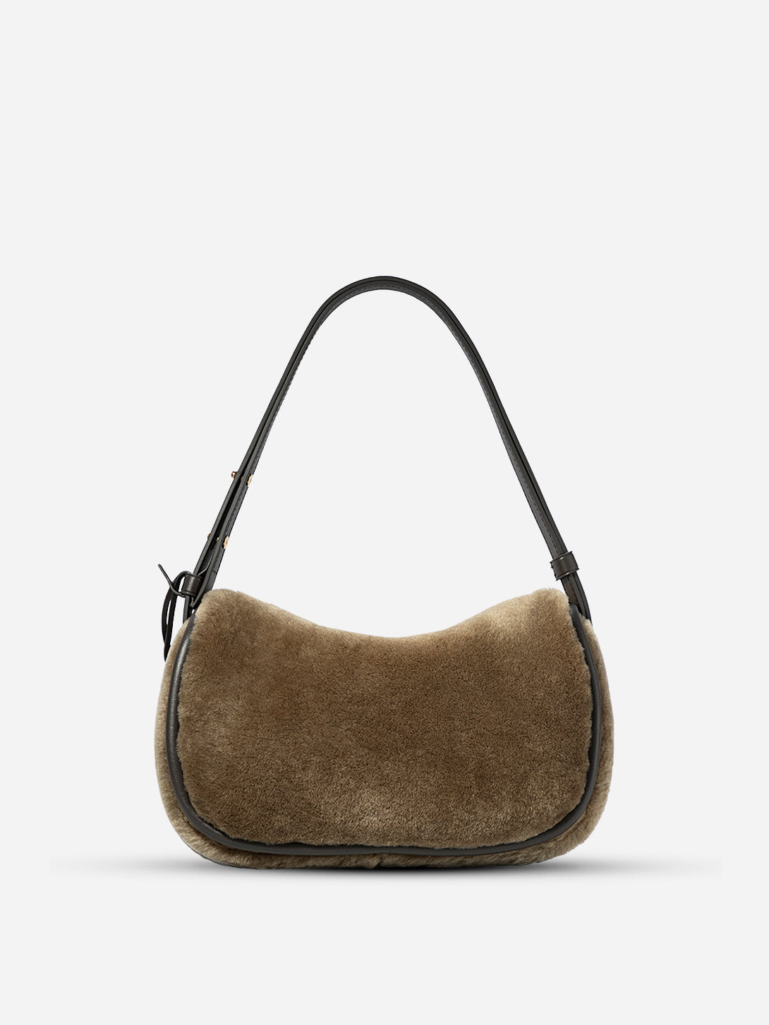 Lead Grey X Shearling Small Sheepskin Loaf Crossbody Womens Small Loaf Shoulder Handbag Sheepskin Exterior Small Accessories Bag 