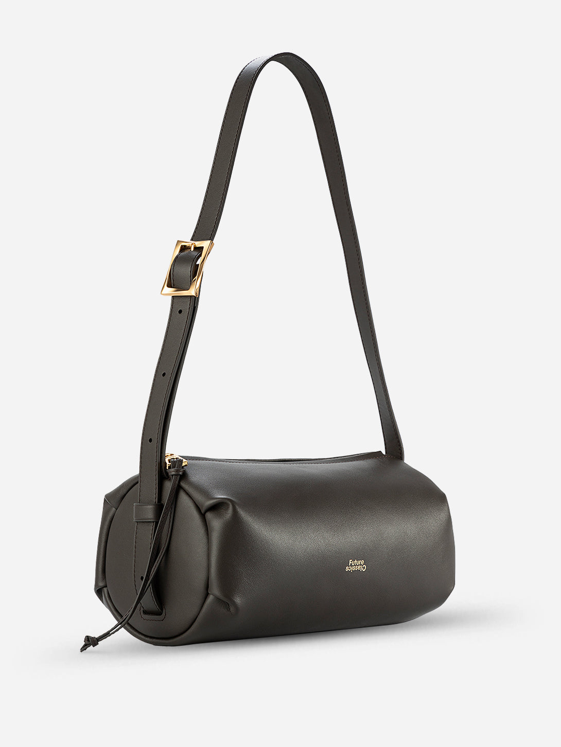 Dk Brown Small Roll Shouder Small Womens Leather Shoulder Bag Accessories Bag Tube Bag 