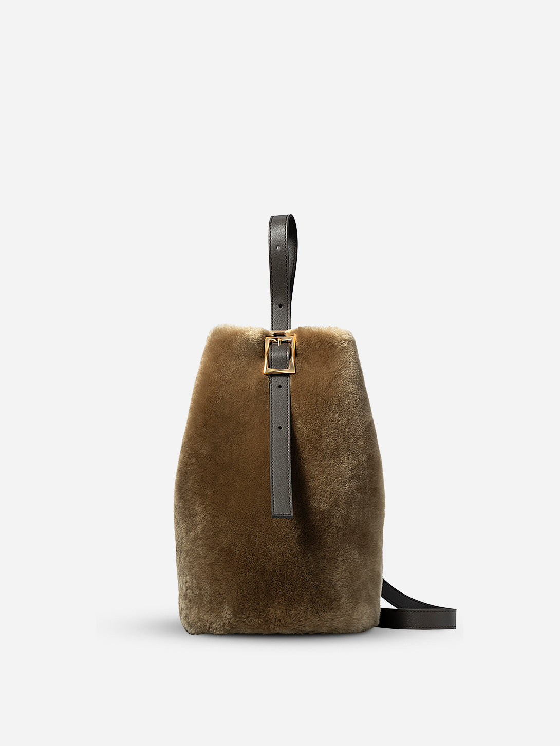 Lead Grey X Shearling Medium Sheep Convertible Bucket Womens Sheepskin Leather Bucket Back Medium Size Shoulder Bag 