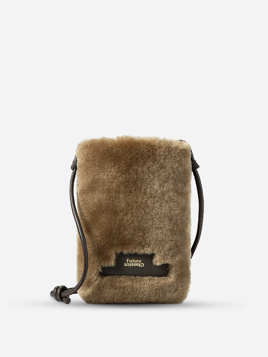 Lead Grey X Shearling Mini Sheepskin Phone Crossbody Womens Leather Phone Crossbody Bag Small Shoulder Bag Sheepskin Exterior