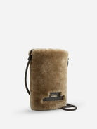 Lead Grey X Shearling Mini Sheepskin Phone Crossbody Womens Leather Phone Crossbody Bag Small Shoulder Bag Sheepskin Exterior