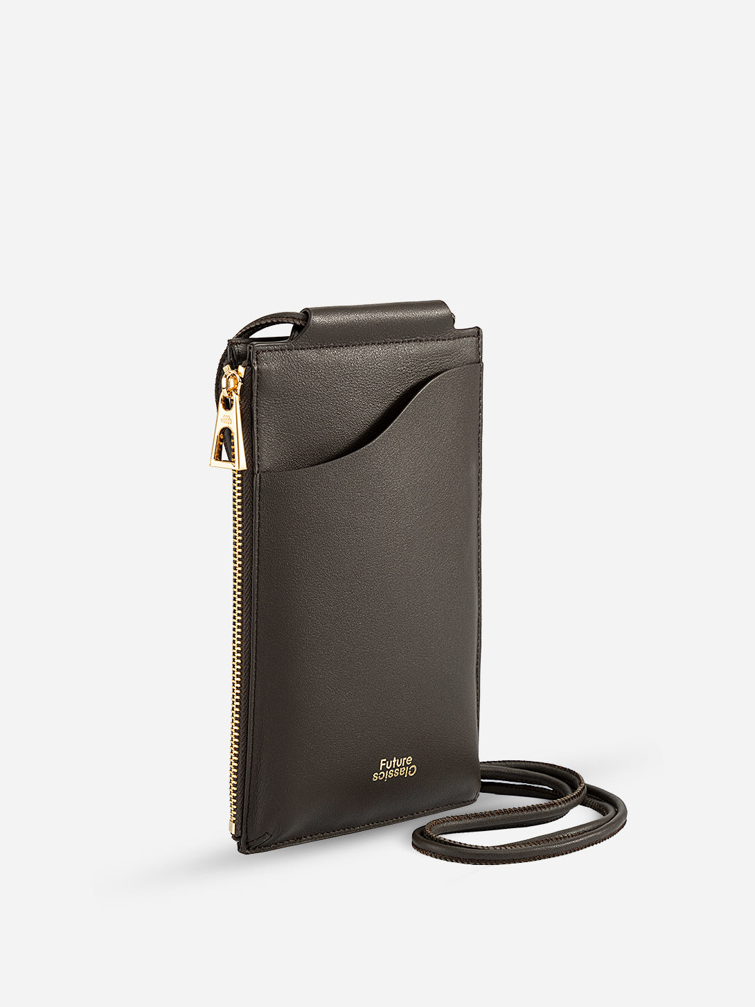 Dk Brown Mini Pocket Crossbody Small Leather Crossbody Holder Card and Money Wallet 