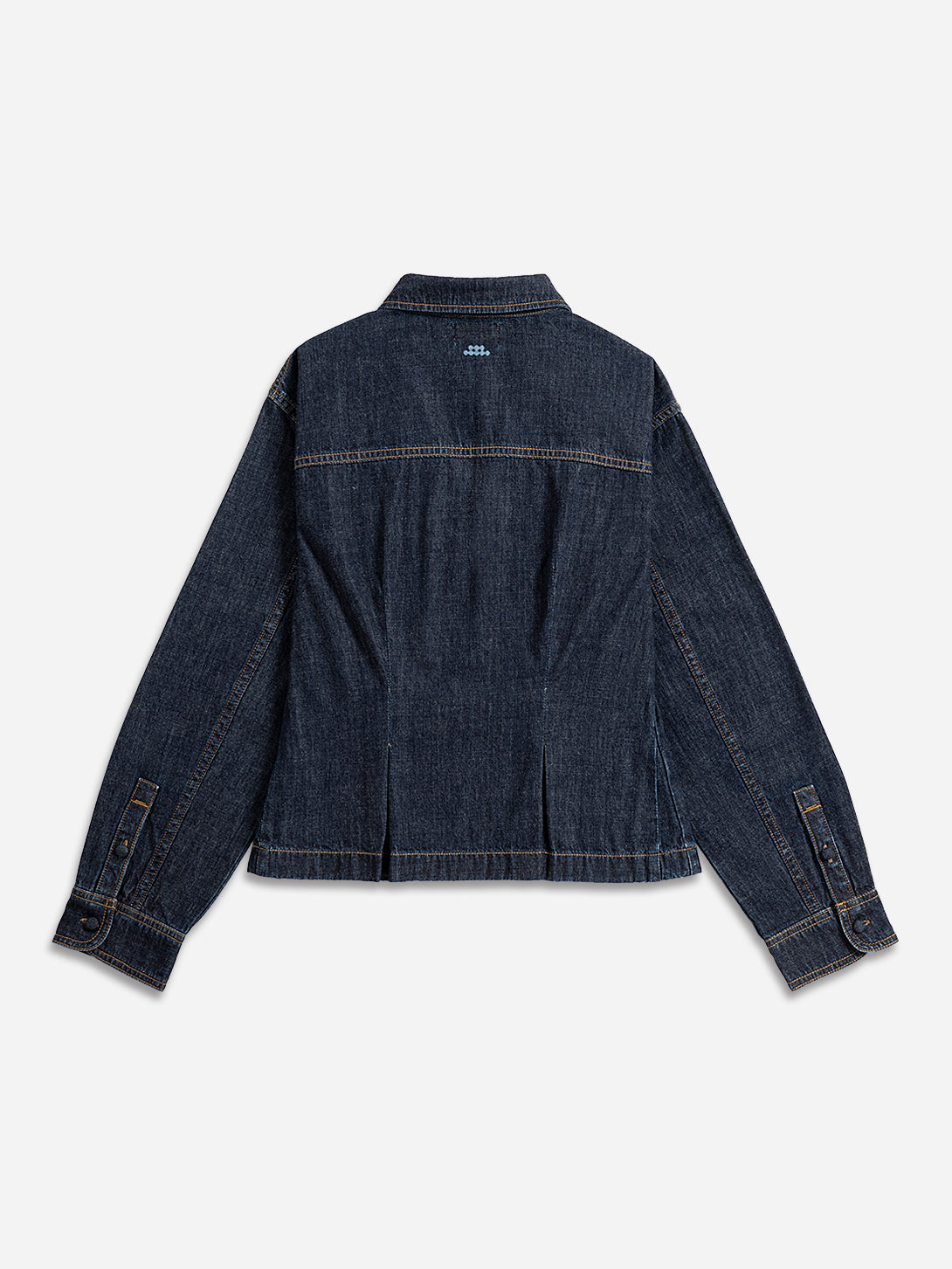 Dk Indigo Sculptured Denim Shirt Womens Dark Wash Denim Button Up Long Sleeve Shirt Denim Collared Shirt 