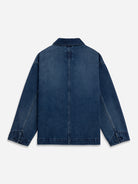 Mid Indigo Denim Worker Jacket Womens Chore Jacket Unlined Womens Coat Denim Collared Jacket 