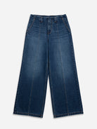 Mid Indigo Panel Jeans Womens Dark Wash Wide Leg Jeans Contrast Denim Wash Indigo