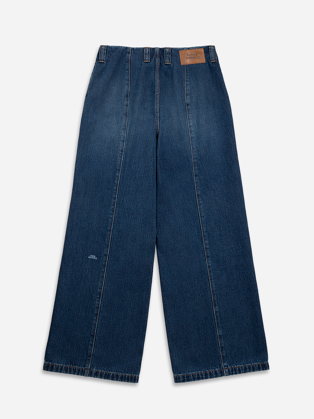 Mid Indigo Panel Jeans Womens Dark Wash Wide Leg Jeans Contrast Denim Wash Indigo