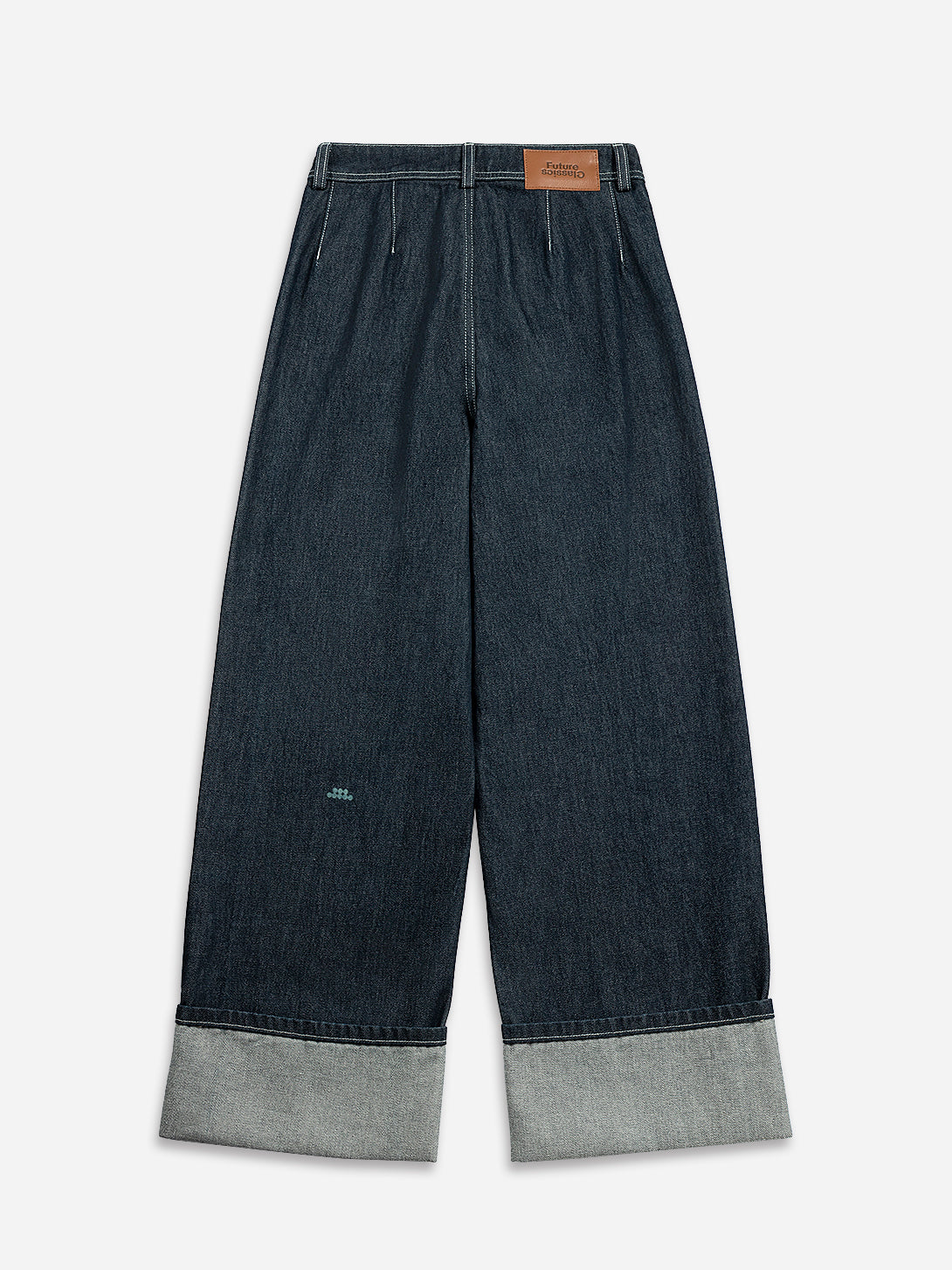 Dk Indigo Womens Wide Leg Relaxed Fit Jeans Cuffed Bottom Jeans Dark Indigo Wash 