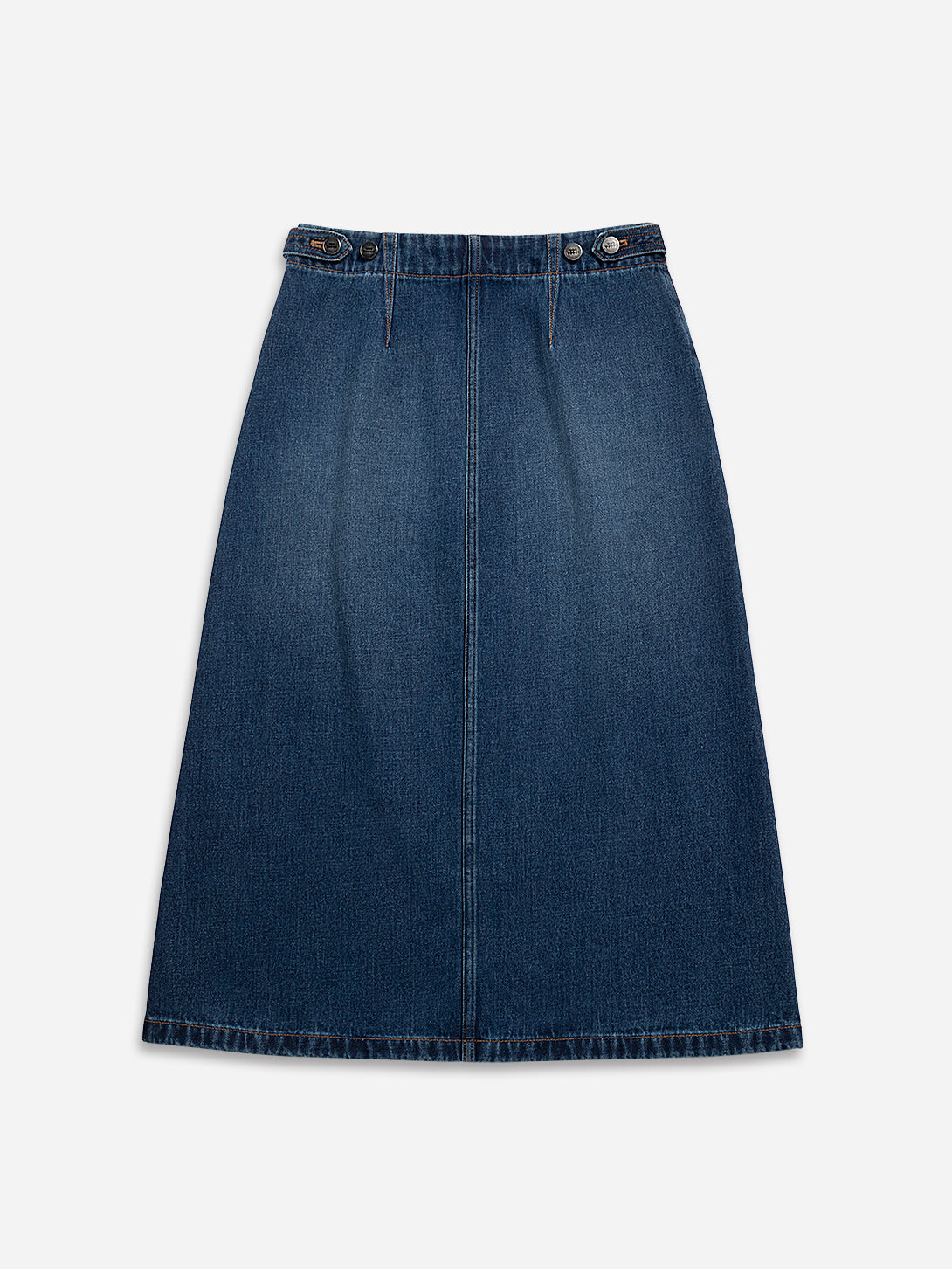 Mid Indigo Panel Denim Skirt Womens Long Skirt Denim Skirt Zip Closure Washed Denim Skirt 